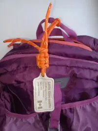 Luggage tag on backpack